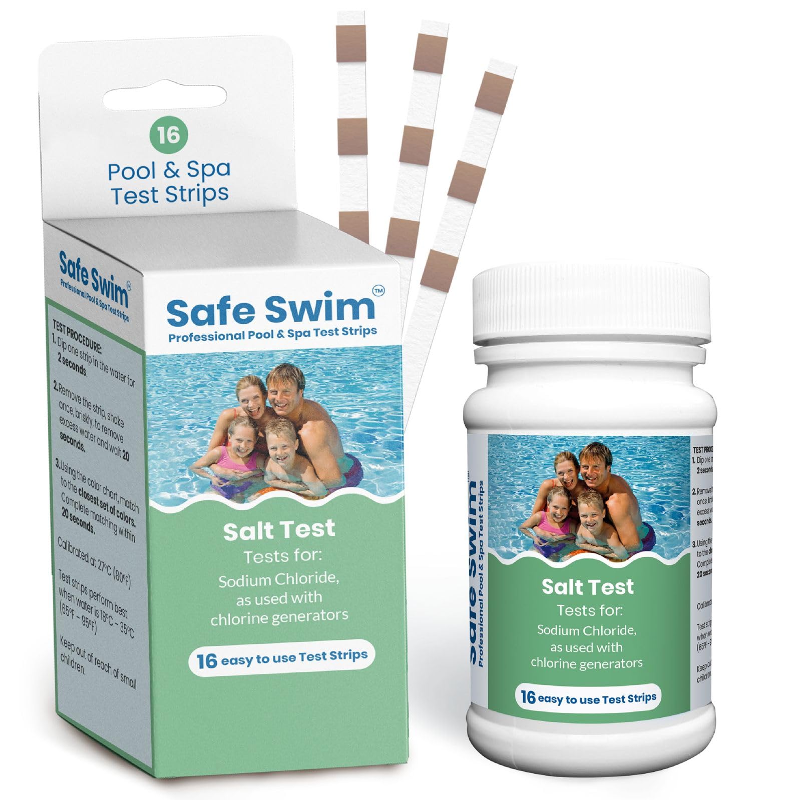 Safe Swim Test Strips For Swimming Pools & Hot Tubs (Safe Swim Salt Test)