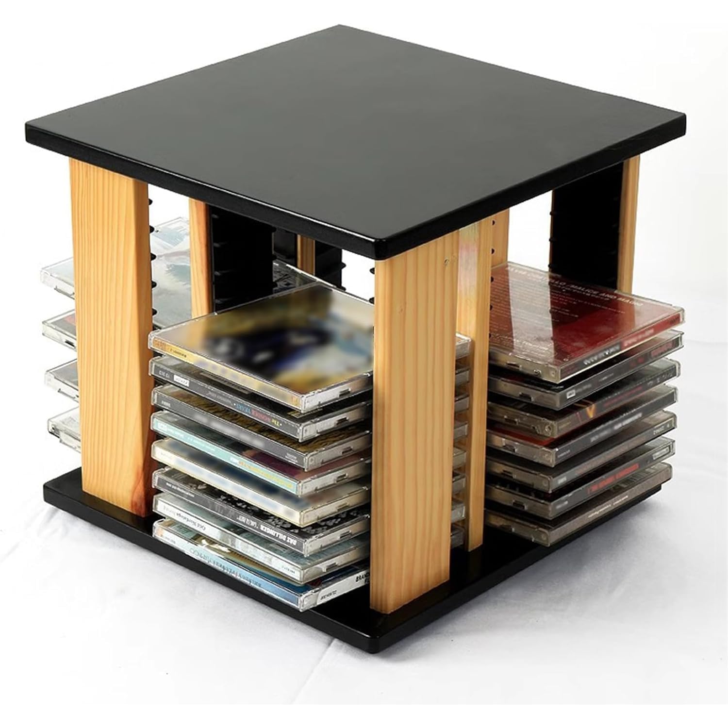 Organizer per CD – Torre rotante per 45 CD standard, design girevole a 360°, facile da montare, ideale per musica da collezione e sale teatrali