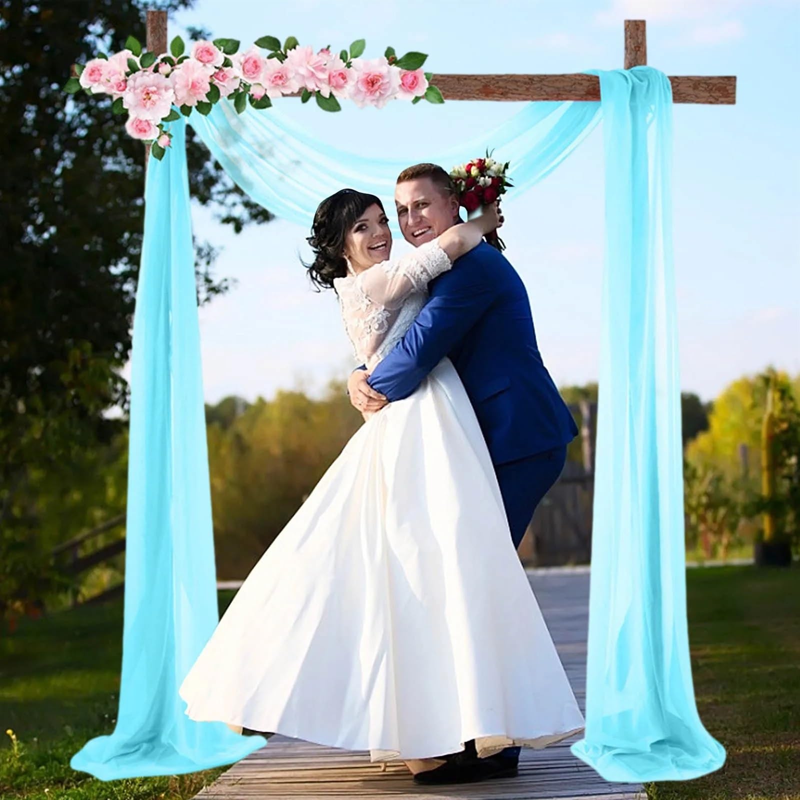 Rideaux D'Arche De Mariage Rideaux en mousseline de soie for arc de mariage, décorations de fond de photographie, décor de mariage, maison, jardin, fête d'anniversaire, décoration murale suspendue Pou