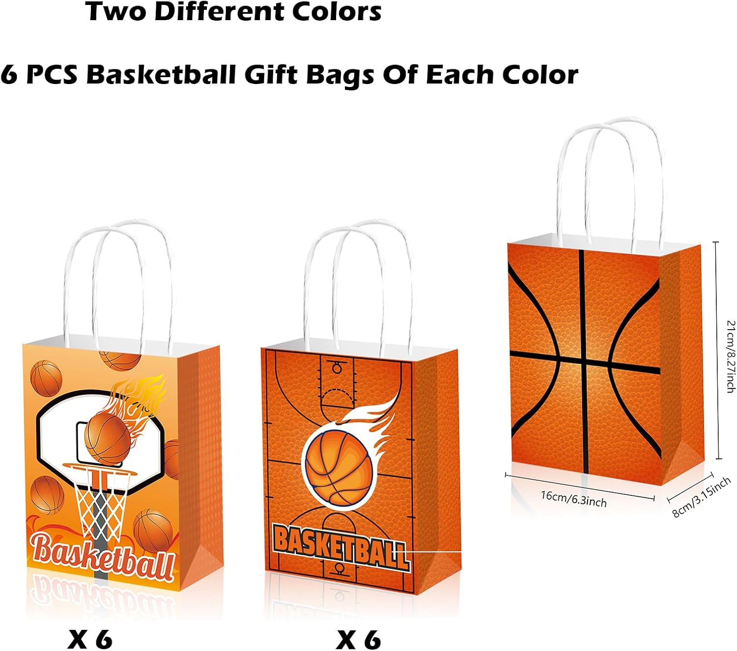 Qpout 12 PCS Basketball Goodie Bags, Basketball Party Favor Bag With Handles, Basketball Gift Bag For Team, Basketball Treat Candy Snack Bags For Kids Party Boys Birthday - Image 3