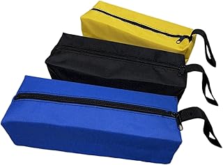 3 Pack Canvas Zipper Tool Bag, Small Zipper Bags,Versatile Hand Zippered Tool Pouches,Multipurpose Tool Pouch Tote Bags Storage Organizer for crewdrivers,Pliers,Nut Drivers,Scattered Tools (3 Colors)
