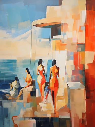 LOMSIOY Kits de pintura de diamantes para mujer para adultos, pintura con arte de diamantes, pintura abstracta, taladro completo redondo, diamantes