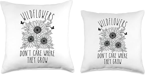 Miniatura 3 de Wildflowers Don't Care Where They Grow - Almohada inspiradora, 18 x 18 pulgadas, multicolor