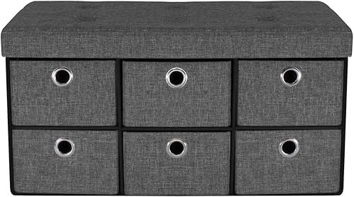 Sorbus Baúl de almacenamiento con cajones, otomano plegable plegable que incluye funda, perfecto para entrada, banco de dormitorio, reposapiés con