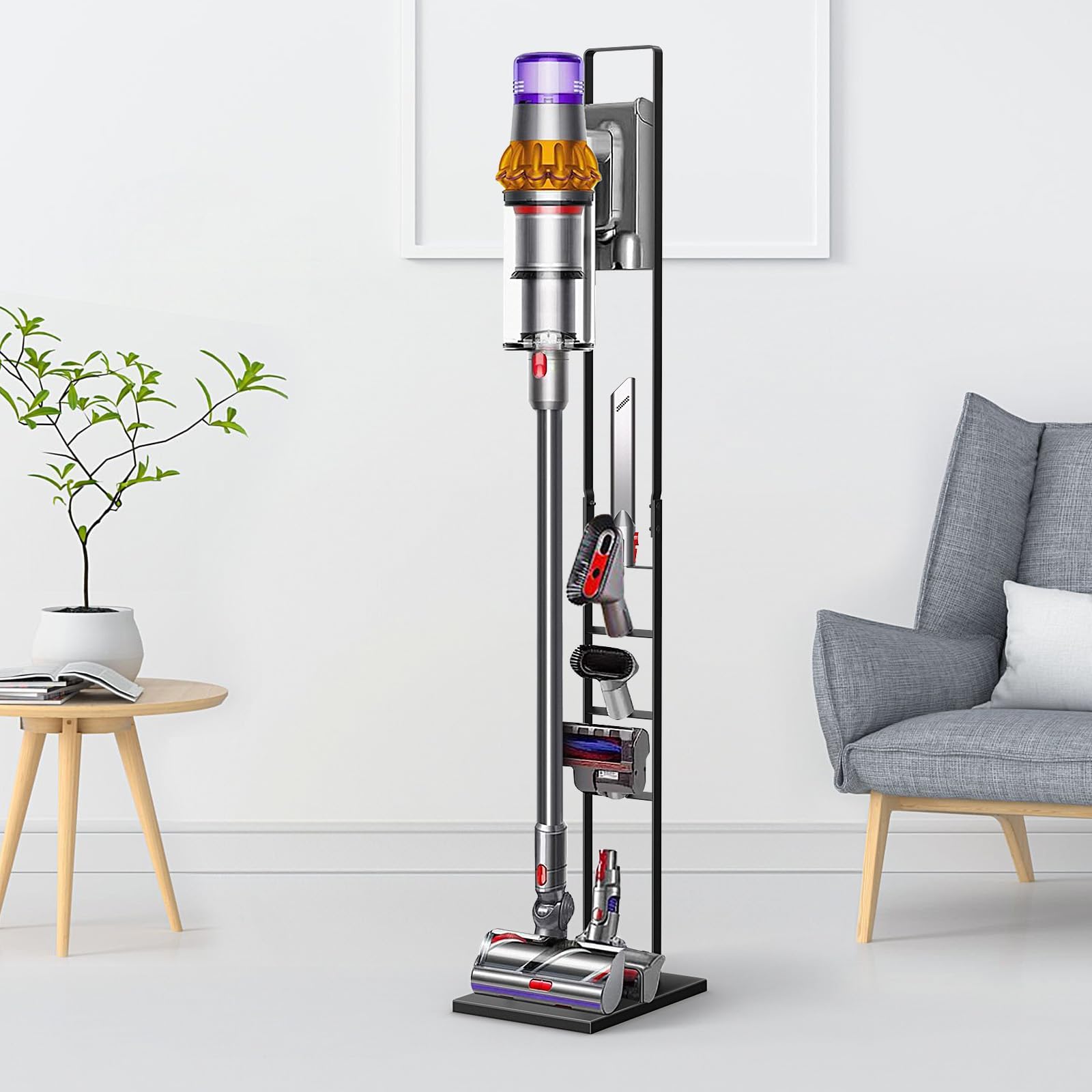 ecooe Vacuum Cleaner Stand Compatible with Dyson V15s V15 V12 V11 V10 V8 V7 V6, Vacuum Cleaner Holder Freestanding Floor Stand Holder for Dyson Accessories Various (Black)