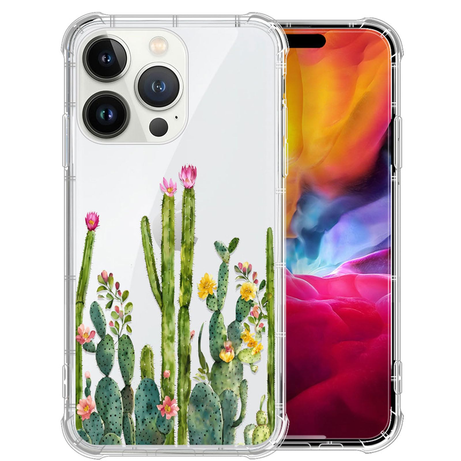 Coque compatible avec iPhone 15 Pro silicone motif cactus 6,1" - 8