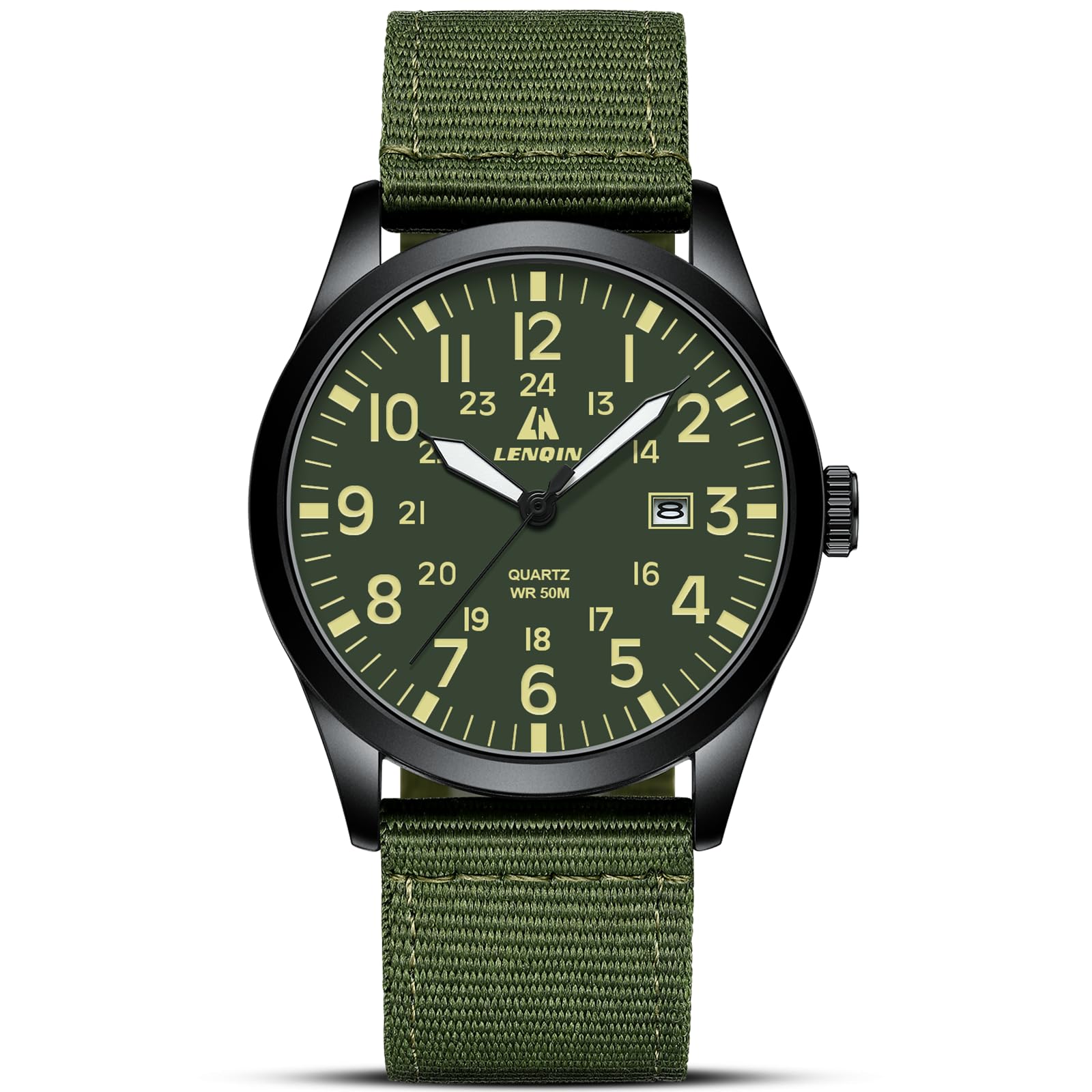 LN LENQIN Mens Watches Military Sport Analog Quartz Watch for Men | Nylon Strap Stylish Luminous Fashion Army 3ATM Waterproof Tactical Casual Wristwatch Unisex Watch With Date