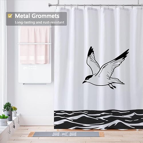 Miniatura 248 de Cortina de ducha de tela blanca con contrapeso inferior, calidad de hotel impermeable, 72 x 72 pulgadas, lavable a máquina B-blanco,Beige
