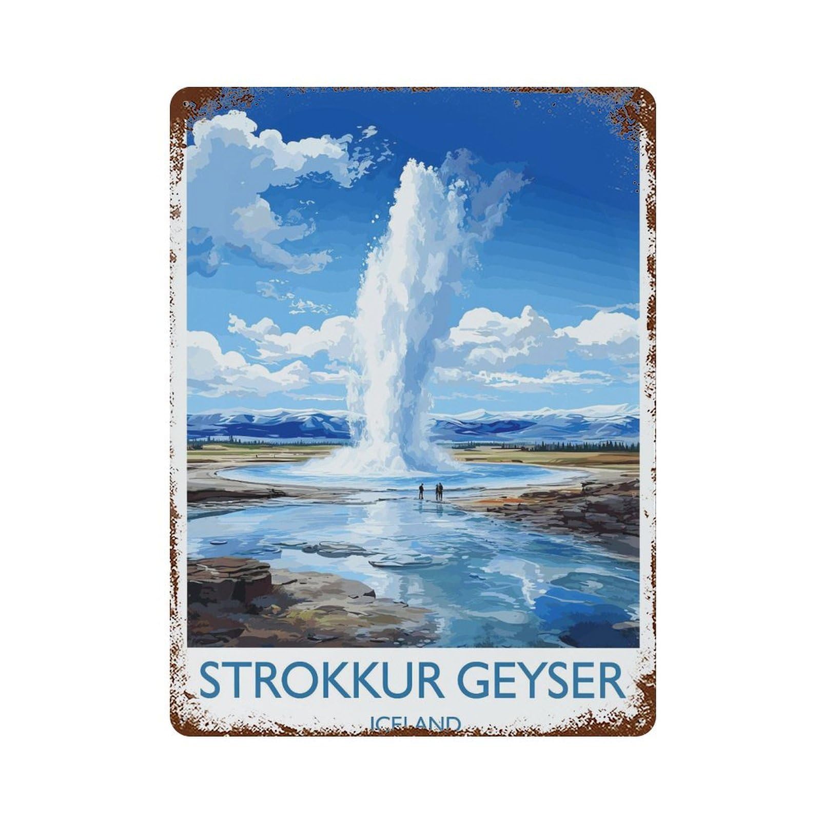 xiaoxiaoshen Strokkur Geyser Travel Iceland Lovers Gift Wall Decor Art Metal Tin Poster Modern Home Decor Art Home Bar Shop Decorations Vintage Sign 40x30cm