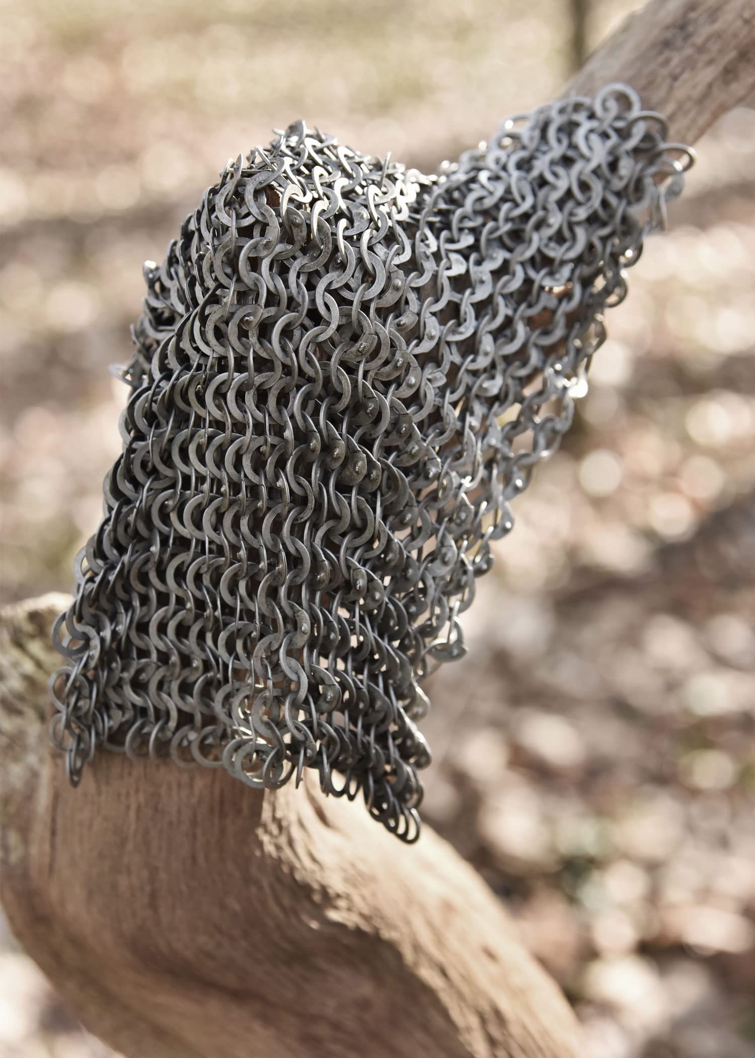 Ulfberth - FWM Kettenstück 20 x 20 cm aus Stahl - Authentisches Mittelalter Kettengeflecht für Reenactment und LARP, ID 8 mm unbehandelt