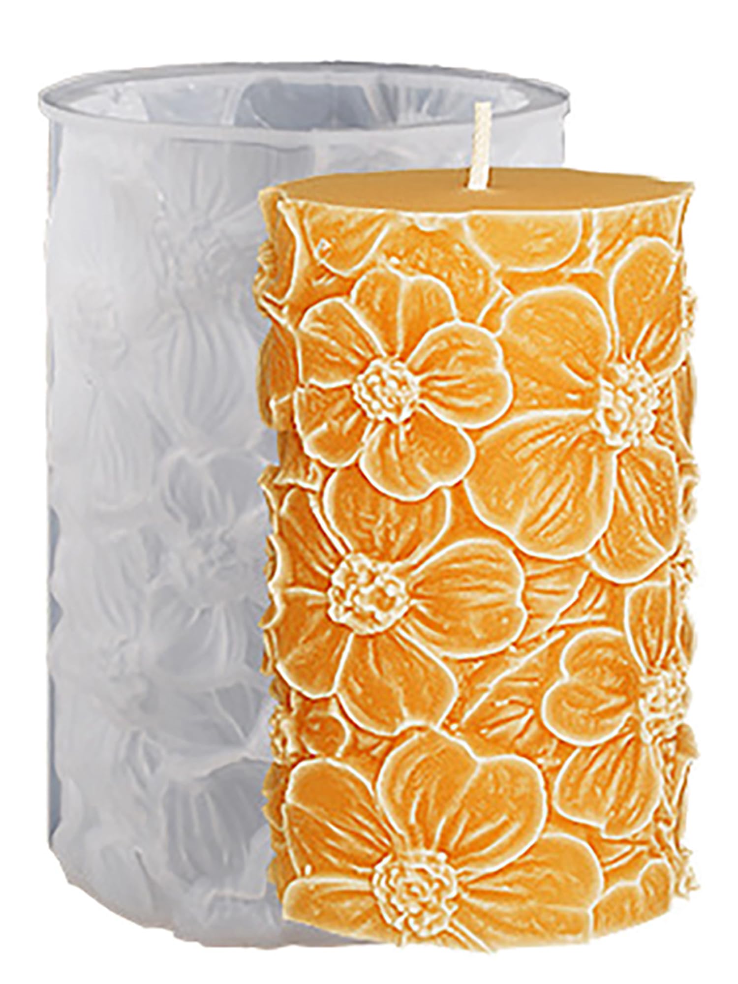 Flower Petal Cylinder Candle Mold - Resin Casting Silicone Molds for Home Decor & Candle Making Wave Spiral Mold