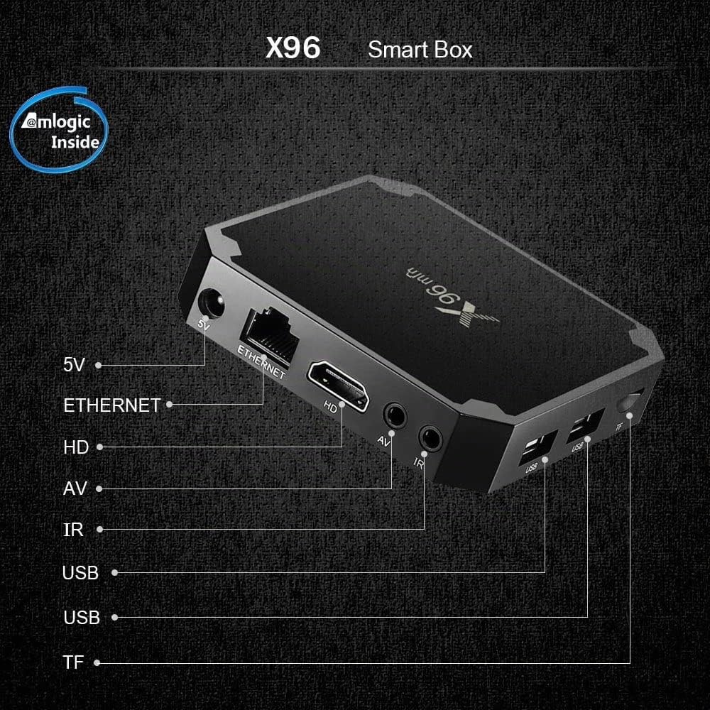 X96 Mini Box Android TV 2GB 16GB Lettore multimediale di trasmissione Media Player di alta qualità (Android 9.0) con telecomando e cavo HDMI, TV Box 4K
