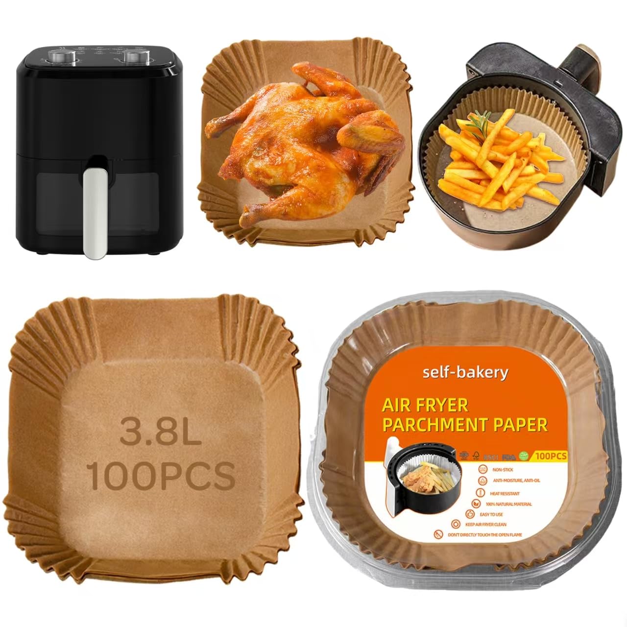 Carta Da Forno Per Friggitrice Ad Aria Calda Ninja - 300 Pezzi 22 - Foto 11