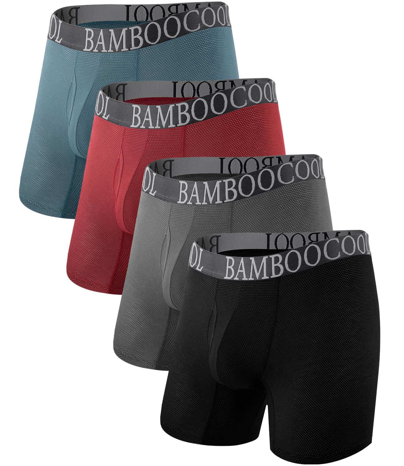 BAMBOO COOL Mens 360 Breathable Mesh Underwear Moisture-Wicking Boxer Briefs Cooling Performance Multipack
