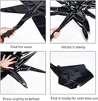 Vista 4 de 6 Globos de Papel de Aluminio con Forma de Estrella Negra de Una Pieza, Globo de Estrella de 14 Puntas 4D Cono Starburst de Mylar de 22 Pulgadas