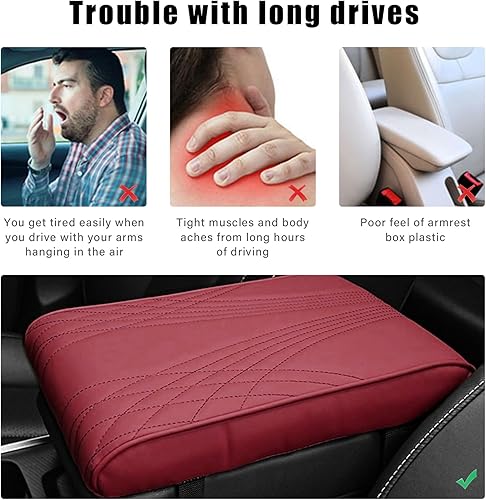 Miniatura 4 de Cojín para consola central de automóvil, de espuma viscoelástica, de piel con memoria, funda universal impermeable para reposabrazos para las cuatro