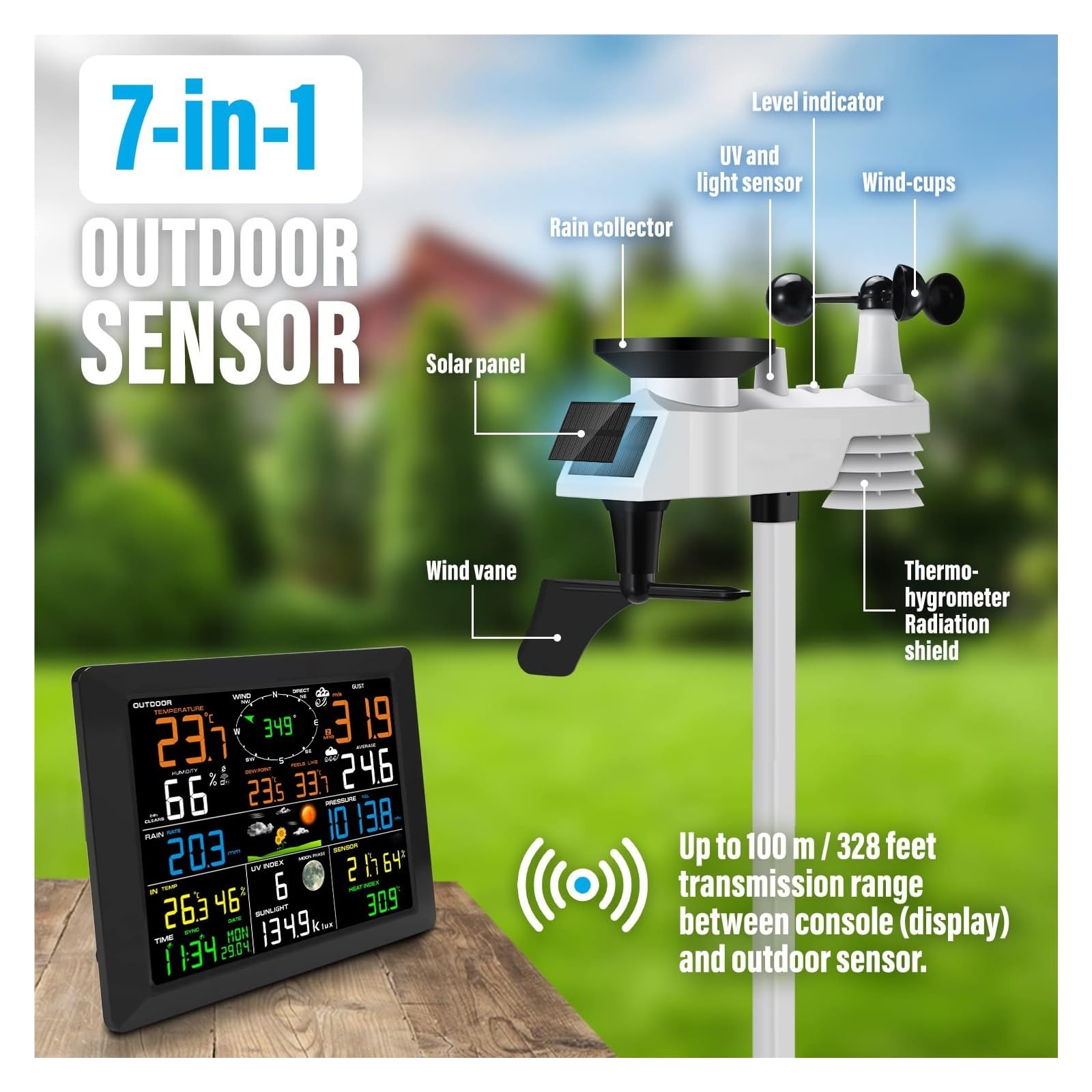 Stazione Meteorologica WiFi Professionale Internet Wireless Con Sensore Esterno Pluviometro Previsioni Meteo Indicatore Del Misuratore Di Precisione Preciso Veloce Monitoraggio In Tempo Reale