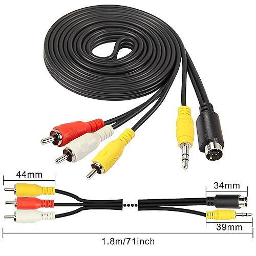 Miniatura 3 de XMSJSIY S-Video 7 pines con 0.138in 18" TRS macho a 3 RCA macho adaptador de cable extensor de video compuesto para DVD, TV, HDTV, reproductores de