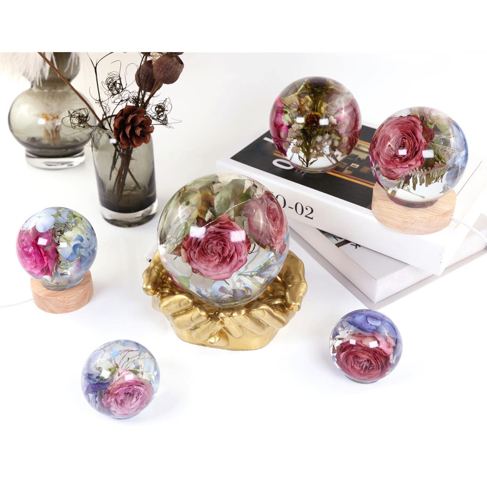 Set di 3 stampi a sfera in resina epossidica in silicone per ciondoli fai da te, strumento per la creazione di gioielli, 120 mm, bianco