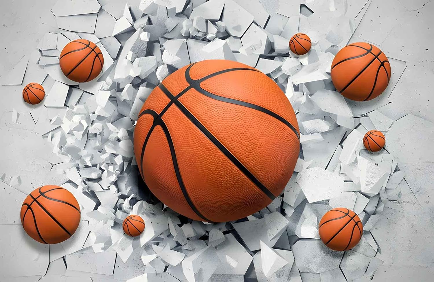Bormia 3D Basketball Wallpaper Basketball Hall Wall Mural for Playroom Living Room Bedroom(Not Peel n' Stick)