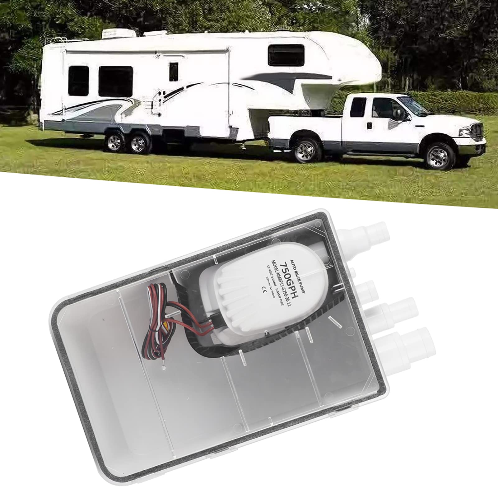 DC 12V/24V 750GPH Dusch Sumpf System, Multi Einlaß Automatischer Schalter Bilge Abfluss Box Kit für Marine Boots Yacht Wohnmobil (24 V)