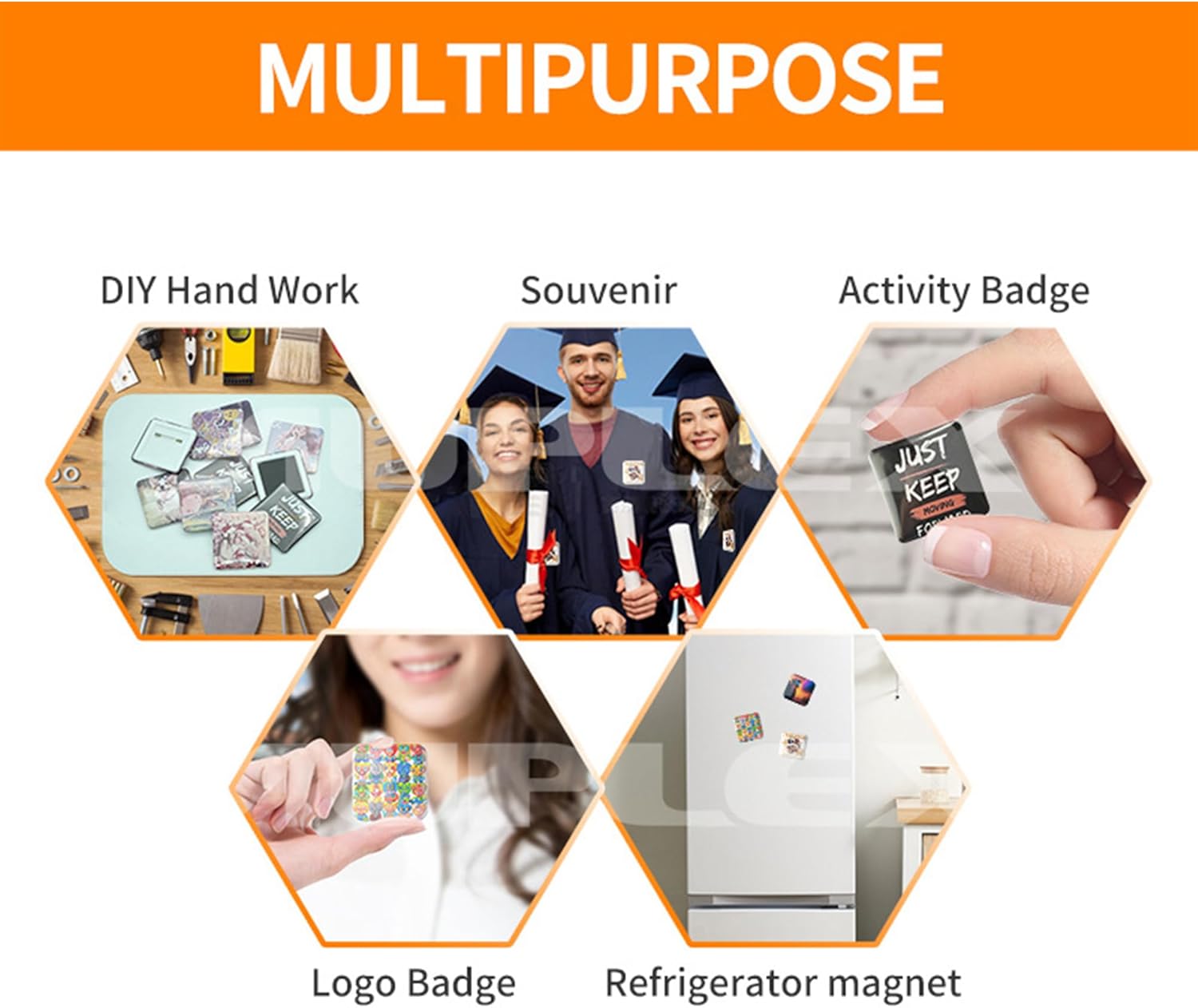 DIY Rectangular Fridge Magnet Maker Kit, Badge Press Machine with Paper Cutter & 100pcs Components, Create Custom Photo Magnets, Buttons for Home, Office, Gifts 3.5 * 2.5in