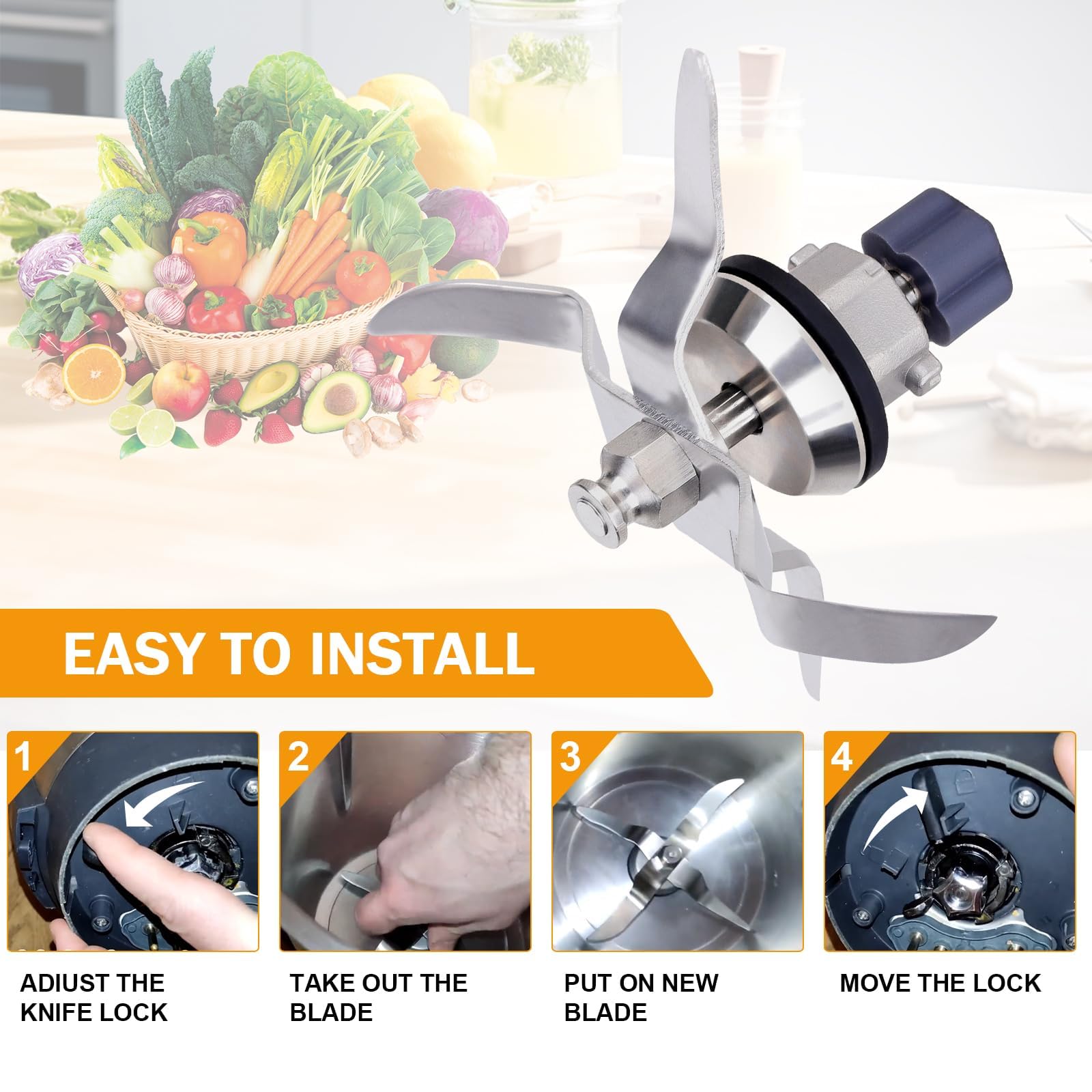 Lama per Frullatore di Ricambio Compatibile con Silverrest Monsieur Cuisine Connect e Monsieur Cuisine Smart Food Processor, in Acciaio Inox con anello di tenuta, 5 Denti