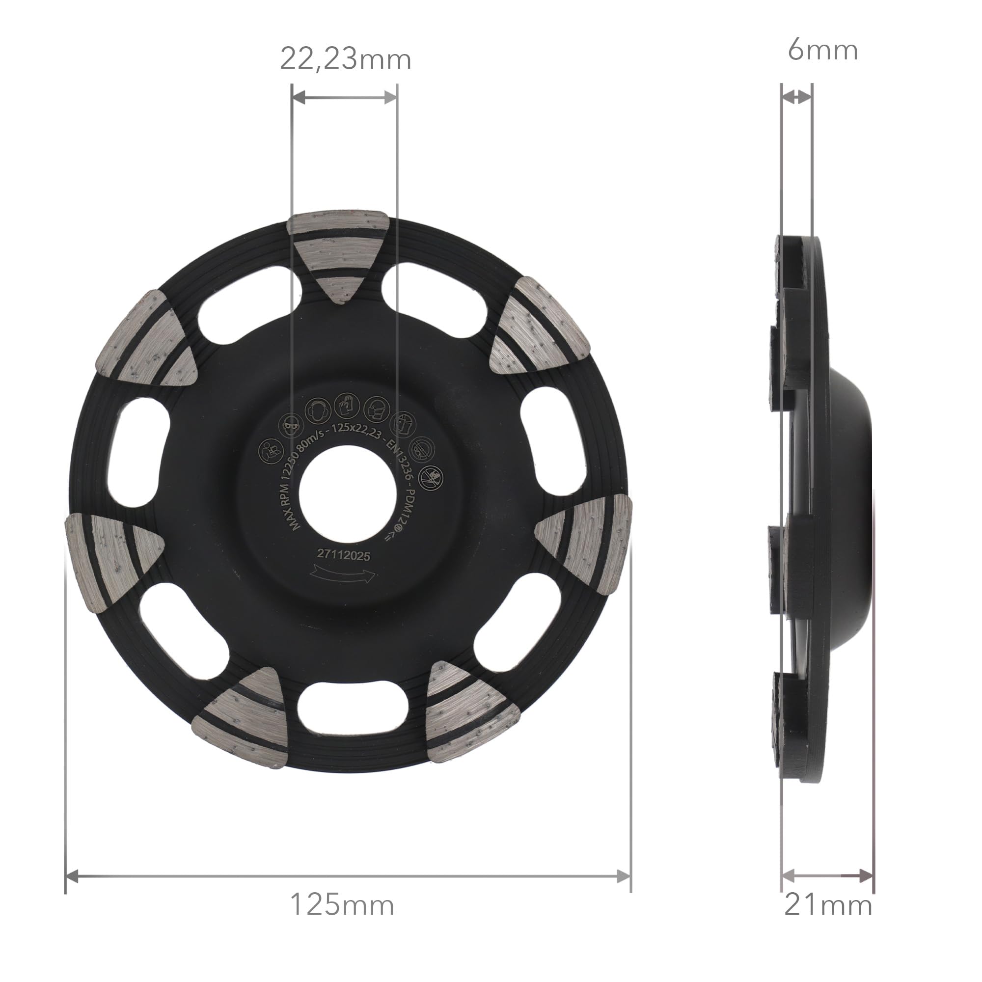 PRODIAMANT Disco de lijado de diamante PX SuperProfi 125 mm – K16/20 extra grueso – Encuadernación media – Disco industrial para hormigón, pavimento y decapado – para lijadoras a partir de 1000 W