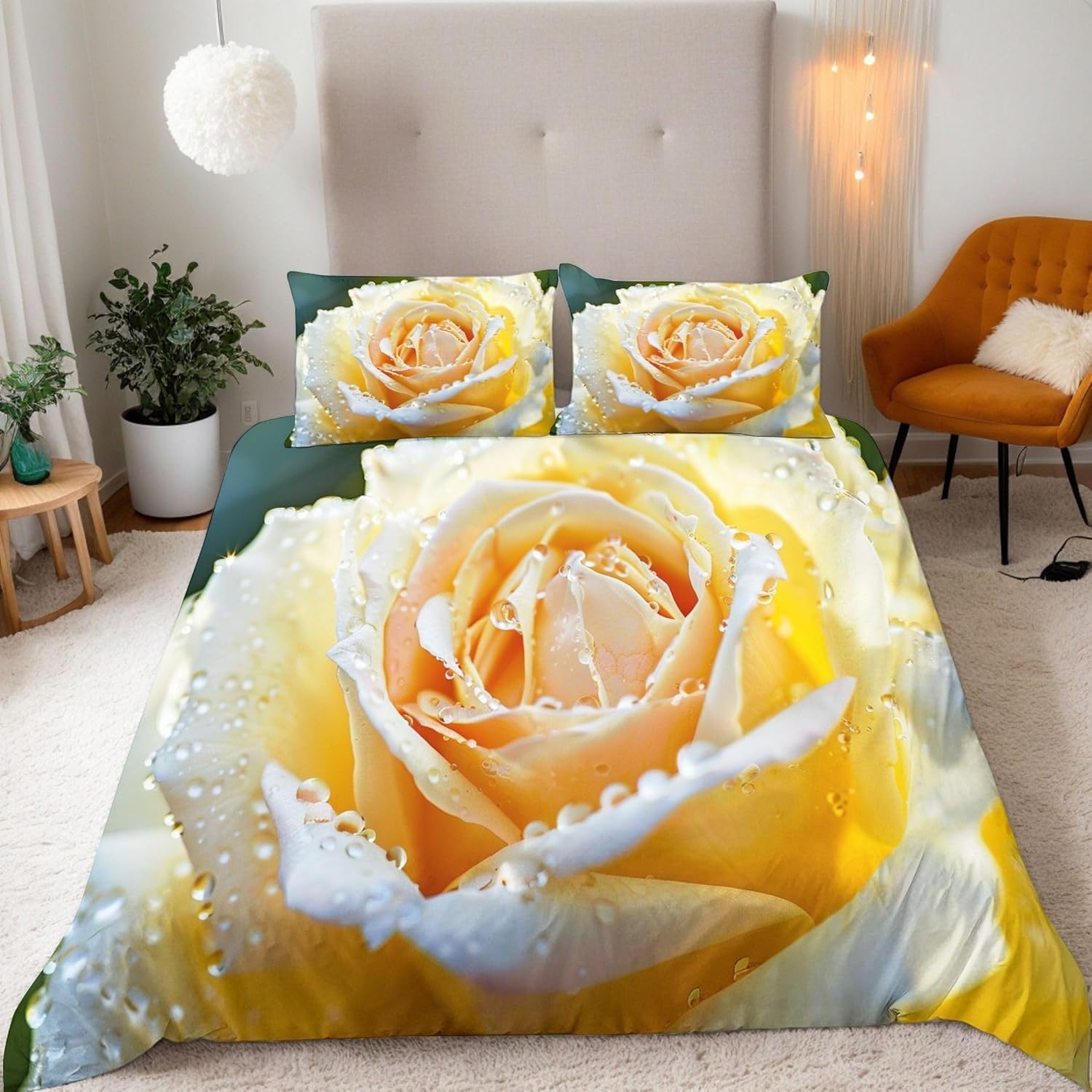 Housse de Couette 200x200 Rose avec Fermeture Éclair et Taies 65x65