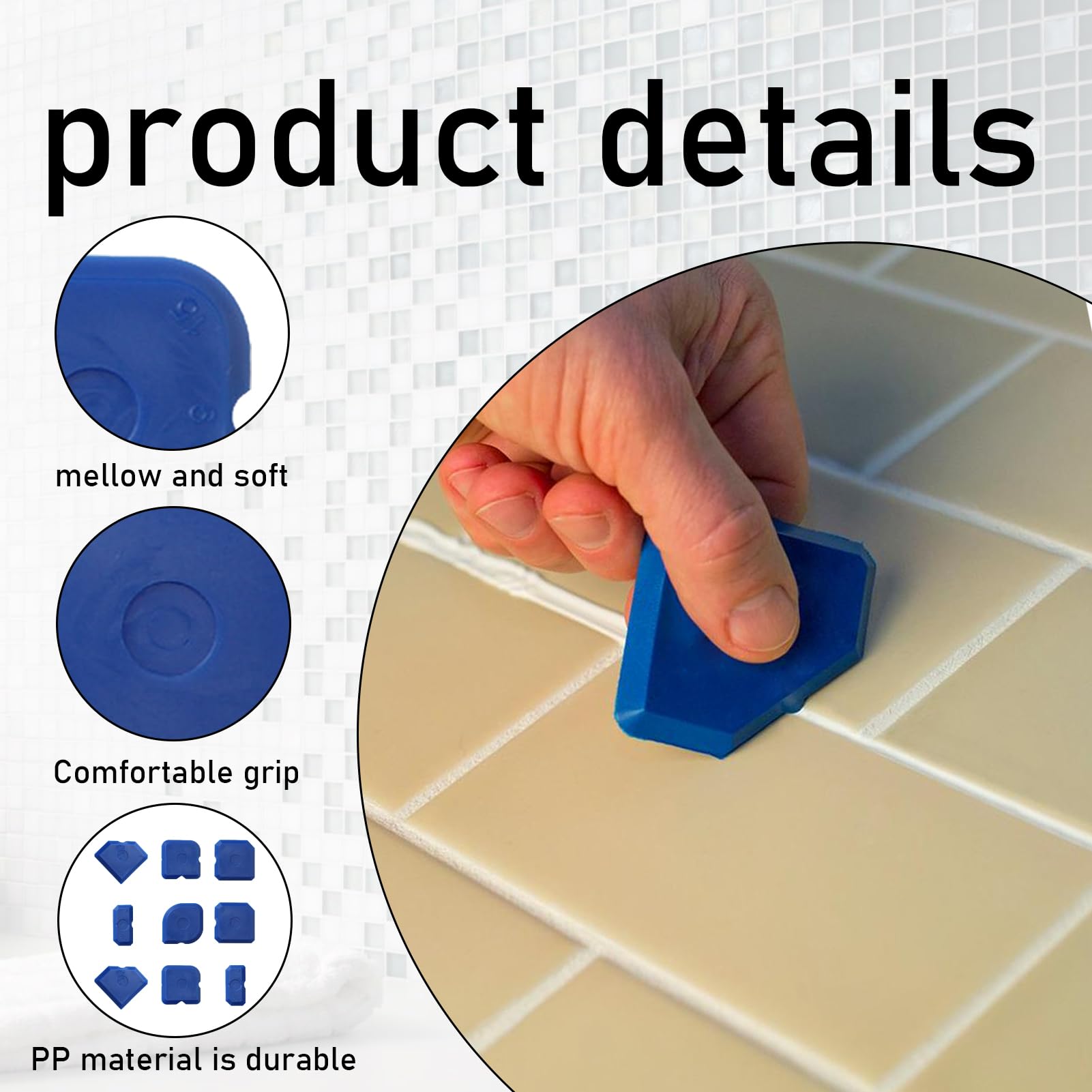 Professional Blue Silicone Sealant Smoothing Tool Kit - Reusable Caulking Set for Kitchens Bathrooms and DIY Projects - Image 3