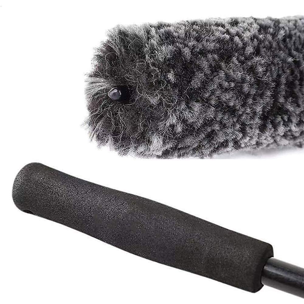Riloer 2szt zestaw szczoteczek do felg samochodowych z ergonomicznym uchwytem do szczotki, wielofunkcyjne narzędzie do czyszczenia koła do opon Uniwersalne dla samochodowych ciężarówek motocyklowych rower RV łódź, czarny