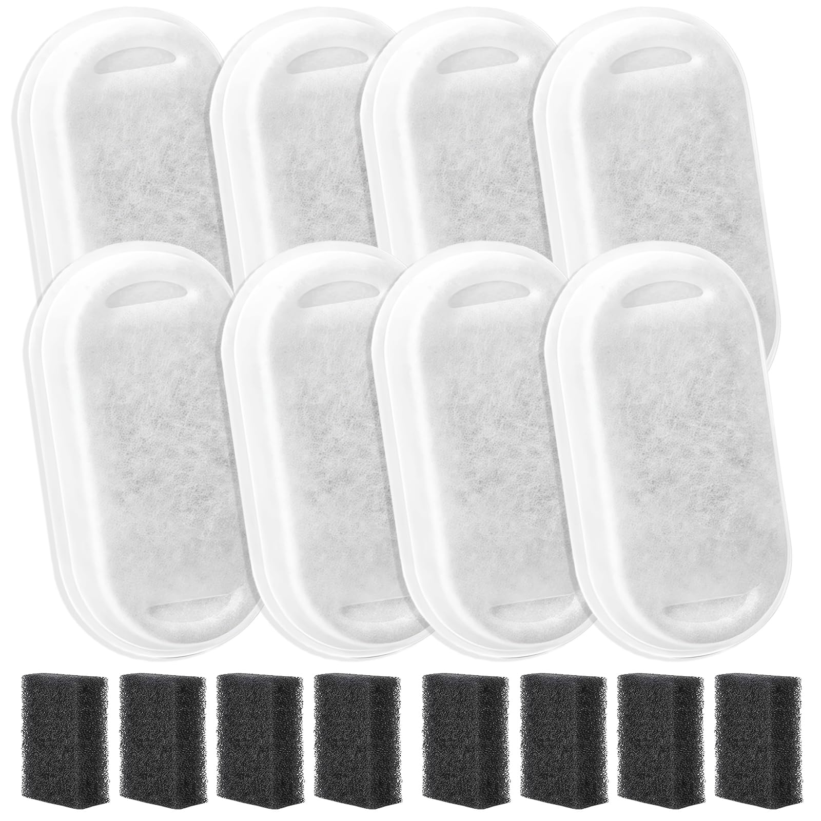 8 Pack Cat Water Fountain Filter, 2-Month Set Compatible with 74oz/2.2L Stainless Steel Pet Fountain, Quiet, Durable, Efficiency Filtration