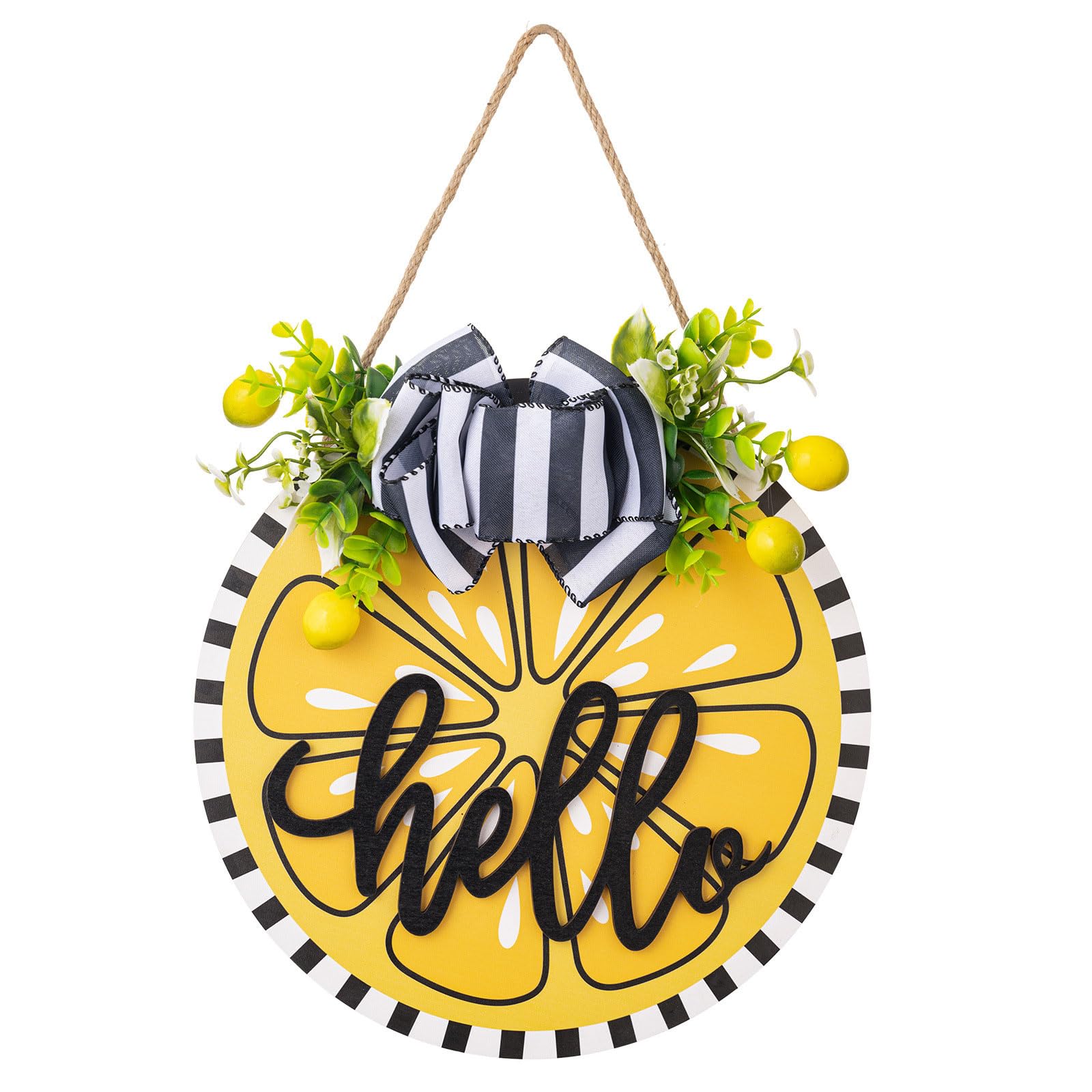 Hello Summers Door Sign, Farmhouses Lemon Summers Front Door Sign Welcome Hangings for Wall Front Lemon Hanging