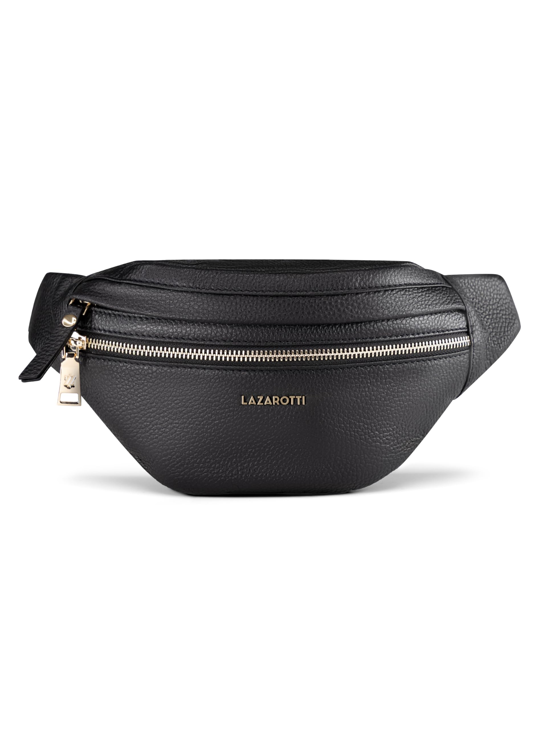 Lazarotti Bologna XL Leder Gürteltasche Damen | 2 Reißverschlussfächer | große Bauchtasche 25 cm