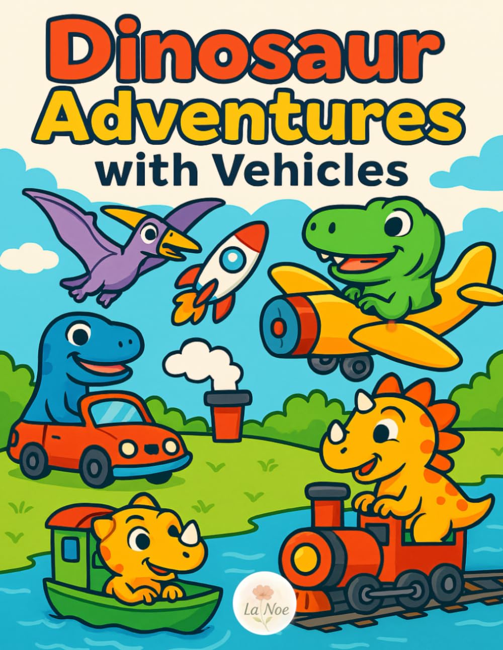 Dinosaur Adventures with Vehicles: Coloring Book