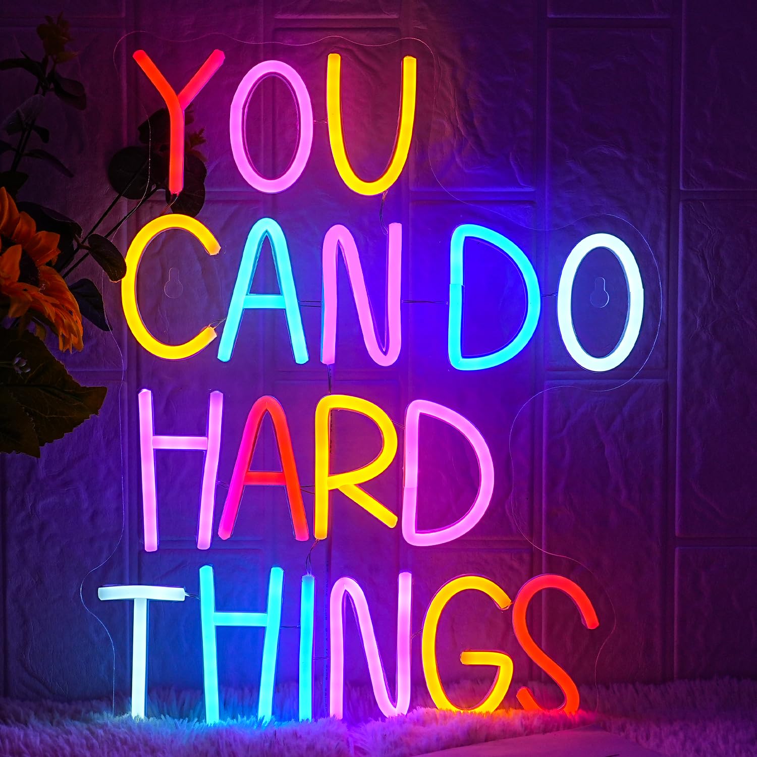 You Can Do Hard Things Neon Sign Dimmable LED Neon Signs for Wall Decor Neon Light Kids Wall Art Positive Classroom Decor USB Neon Light for Bedroom Birthday Party Classroom Backdrop Decoration