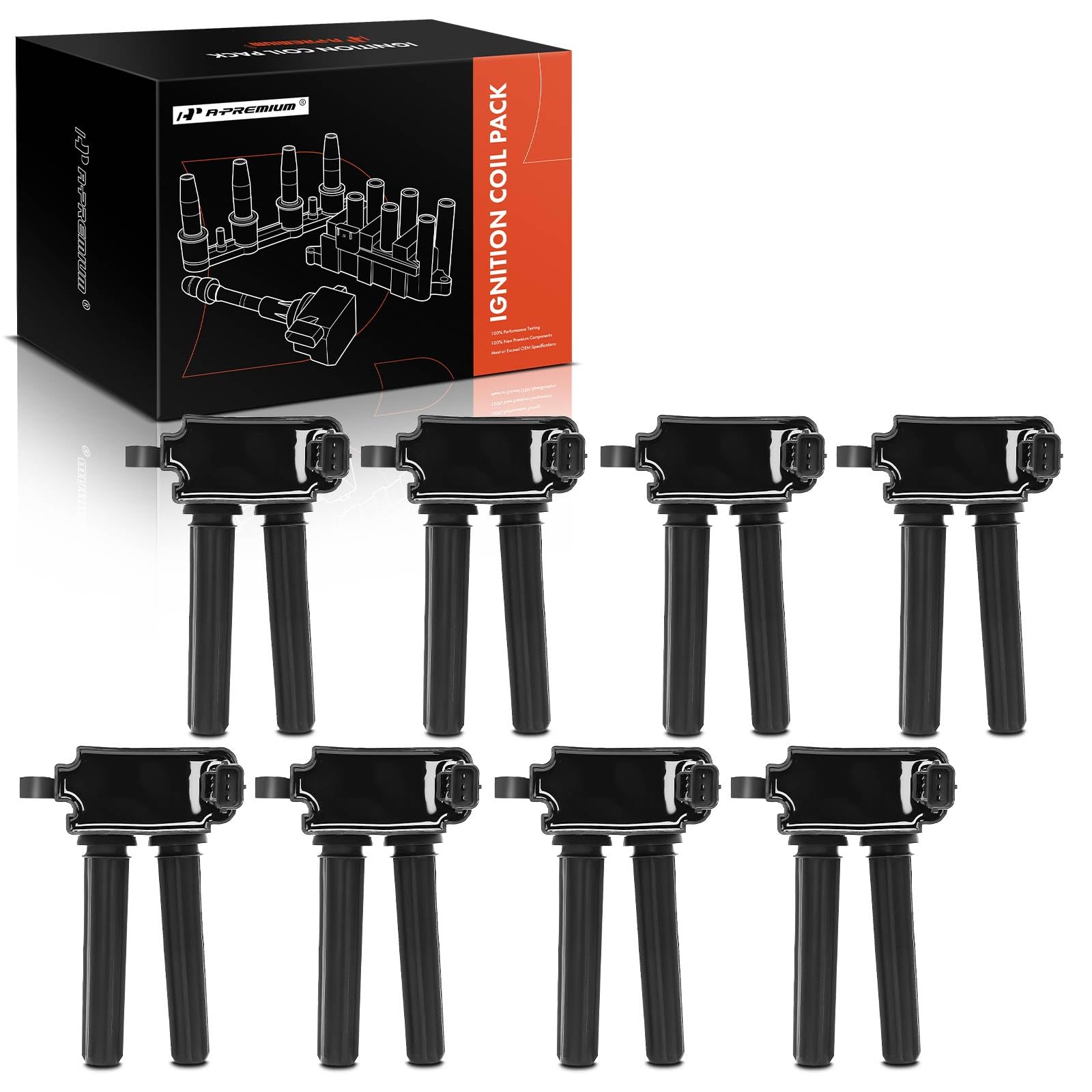 A-Premium 8PCS Ignition Coil Packs Compatible with Chrysler, Dodge, Jeep & Ram Vehicles - [V8 5.7L 6.1L 6.2L 6.4L] - 300, Ram1500, Ram2500, Charger, Durango, Grand Cherokee, Wrangler - 2005-2024
