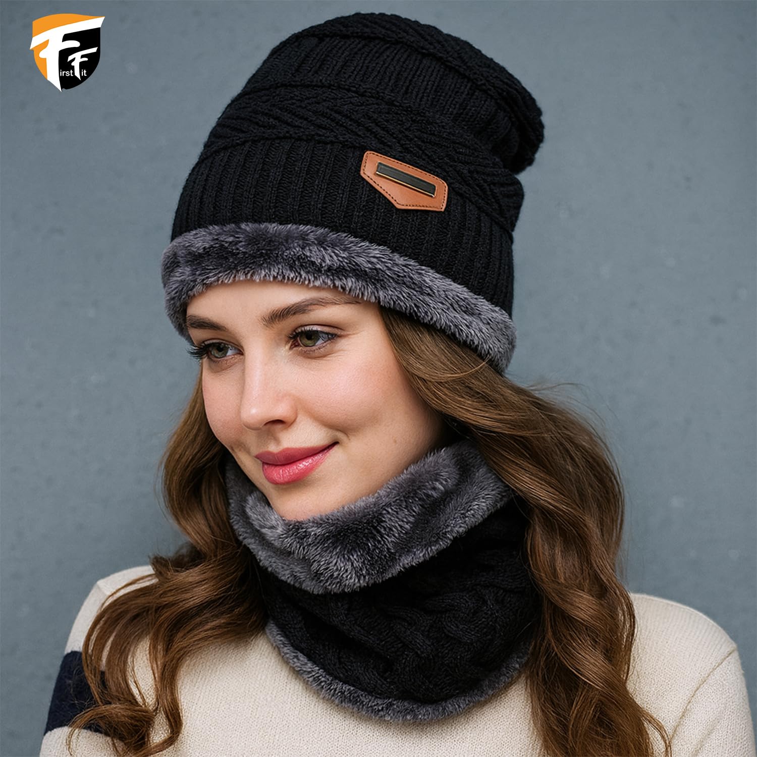 FirstFit Winter 3-in-1 Set – Premium Knitted Unisex Beanie Hat, Fleece-Lined Thermal Scarf & Insulated Gloves – Cozy, Stylish, Cold Weather Gear for Men & Women, Ideal for Travel, Work
