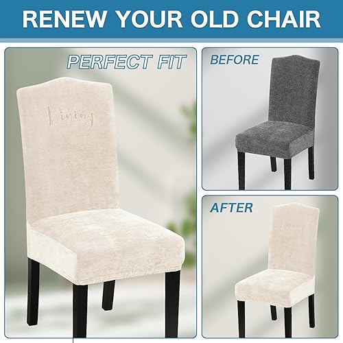 Miniatura 6 de Turquoize Juego de 6 fundas para sillas de comedor, felpilla suave y elastano, fundas para sillas de cocinacomedor, fundas para sillas de comedor,