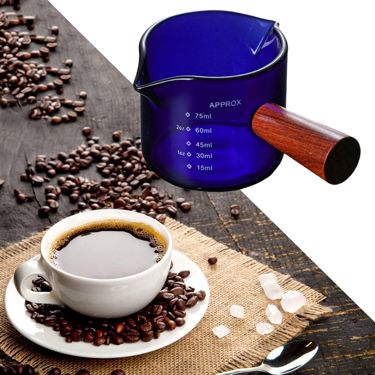 Glass Measuring of espresso, Blue