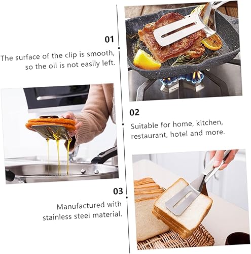 Miniatura 8 de FUNOMOCYA 1 unid de acero inoxidable espátula pinzas de parrilla de carne de res utensilios de cocina para huevo de pescado pinzas de alimentos de