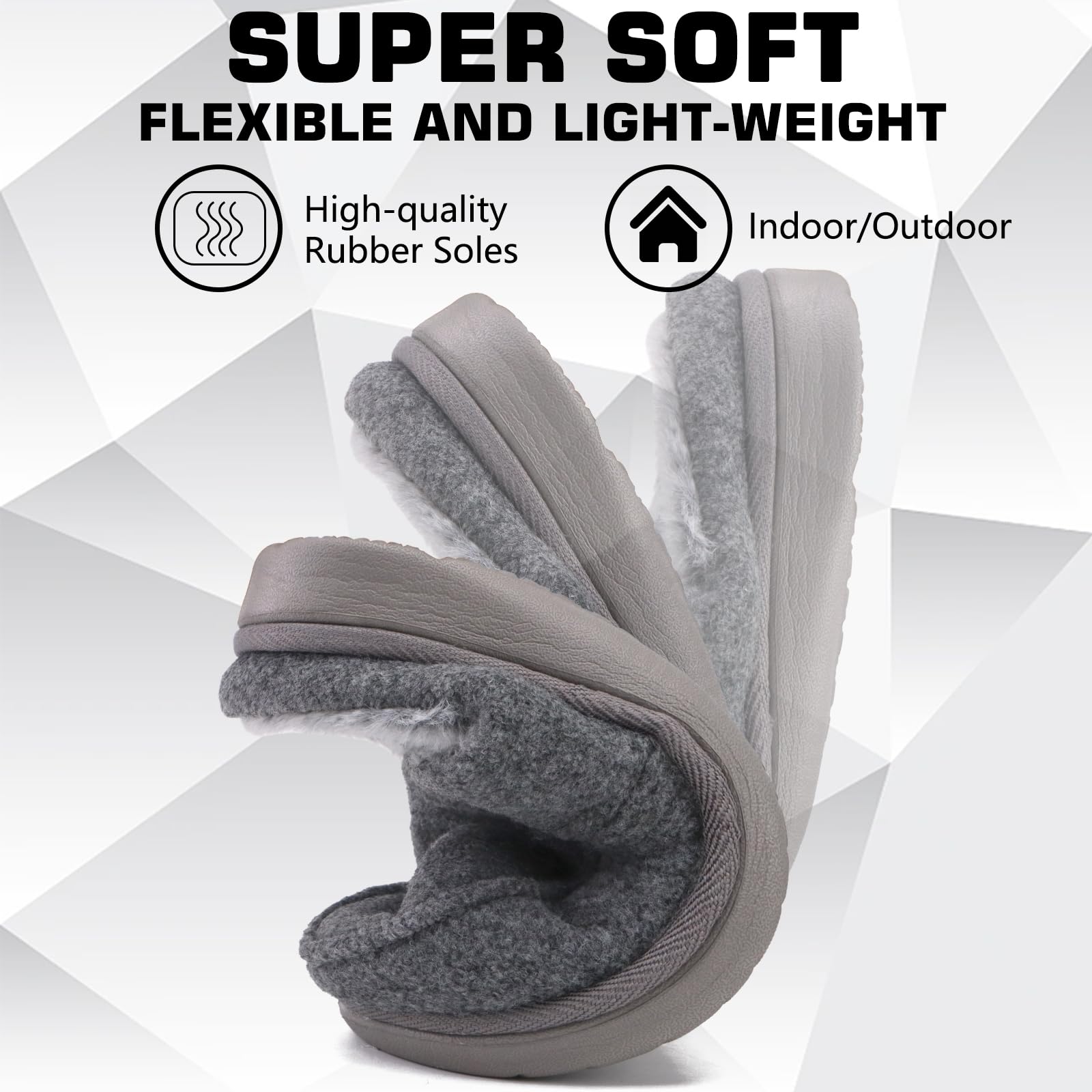 ONCAI Hombre Zapatillas de estar por casa,Zapatillas Familiares Con Suela de Goma Sentro y Fuera de la Sala de Espuma de Memoria de Alta Densidad de Lana y Algodón (EU Talla 6-14)