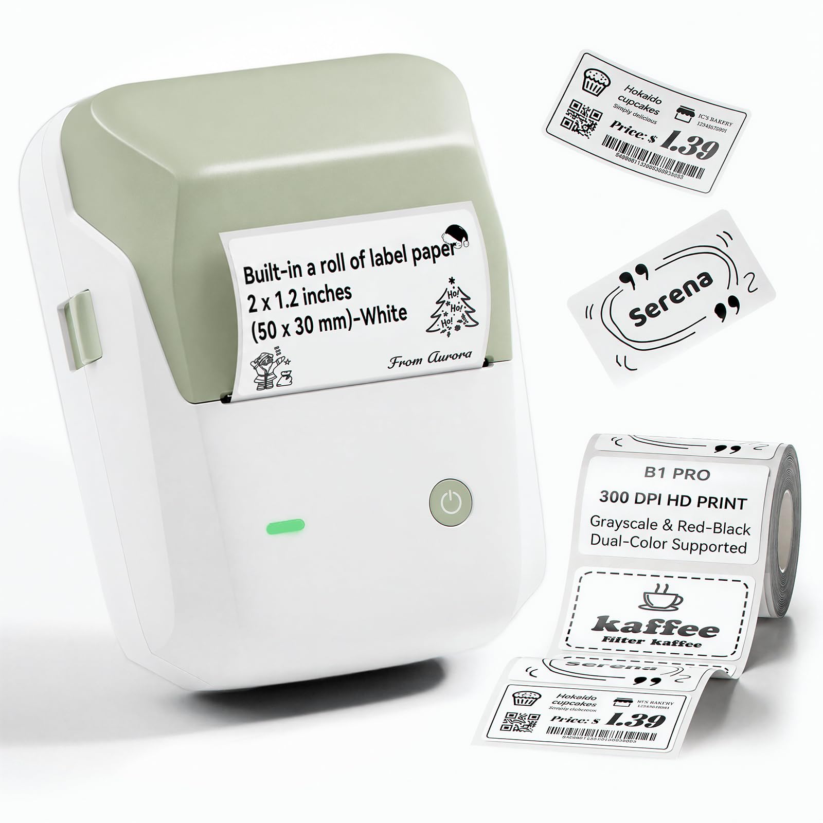 NIIMBOT B1Pro Label Maker, 300DPI HD Sticker Printer for Photo, Green