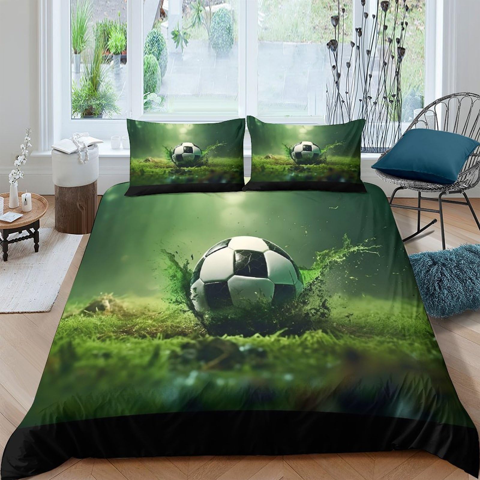Ctjqhvkz Style-1 3D Printed Soccer Field Fitted Sheet Microfiber Soft Breathable Football Theme Bed Cover For Bedroom Guestroom Decor Single（135X200cm）