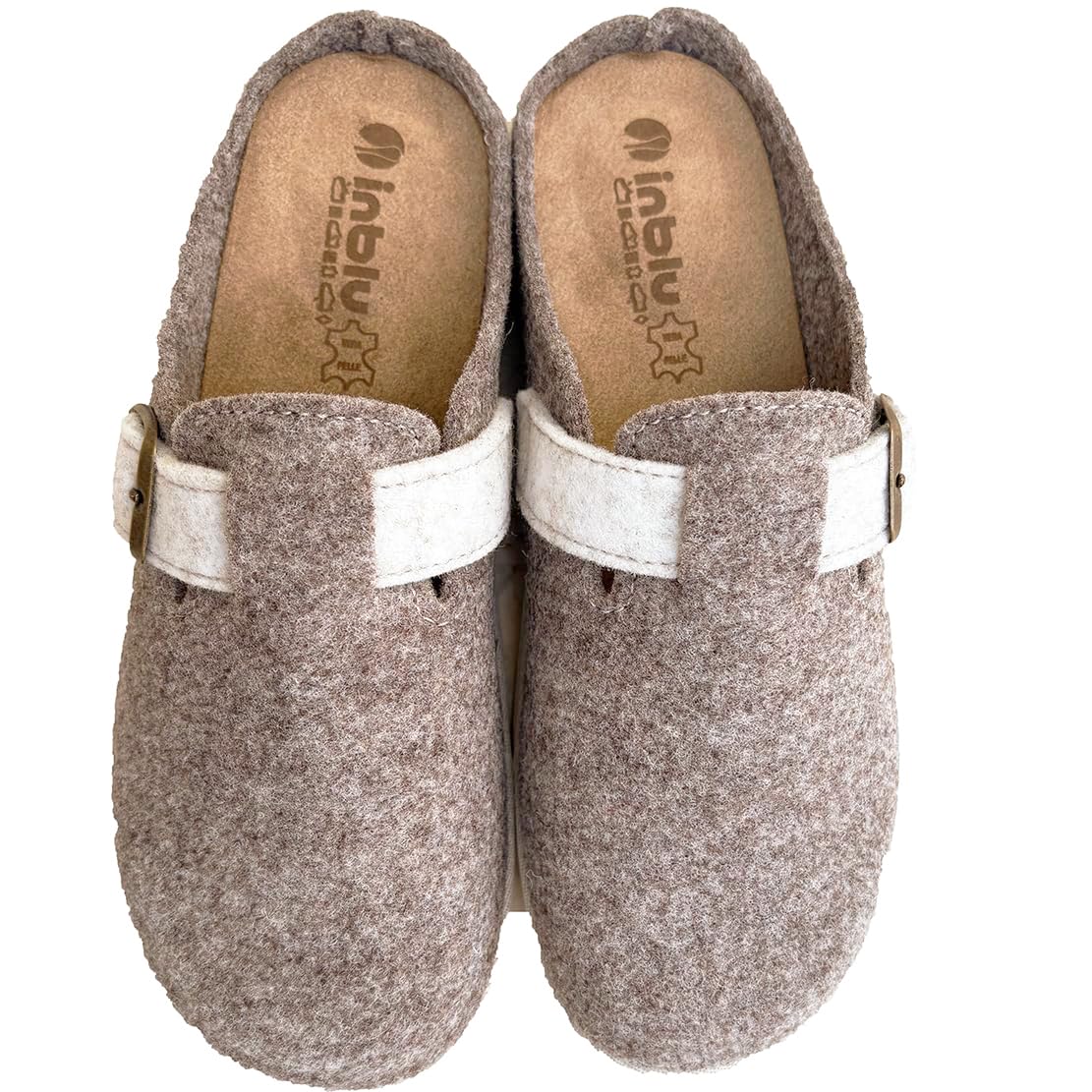 inblu Chanclas mujer zapatillas confort invierno sabot fieltro POLLY y hebilla plantilla anatómica SOFT extraíble