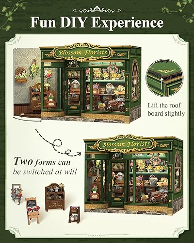 Miniatura 11 de Cutefun Kit de rincón de libros, kit de casa de muñecas en miniatura, kits de rincón de libros para adultos, sujetalibros con luz LED para Cuerdas