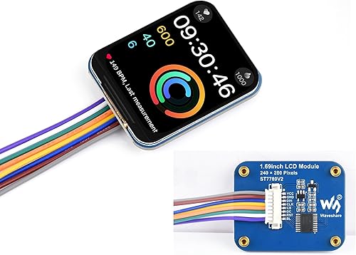 waveshare Módulo de pantalla LCD de 1.69 pulgadas, pantalla IPS de 240 x 280, colores de pantalla RGB de 262 K, interfaz SPI, chip controlador
