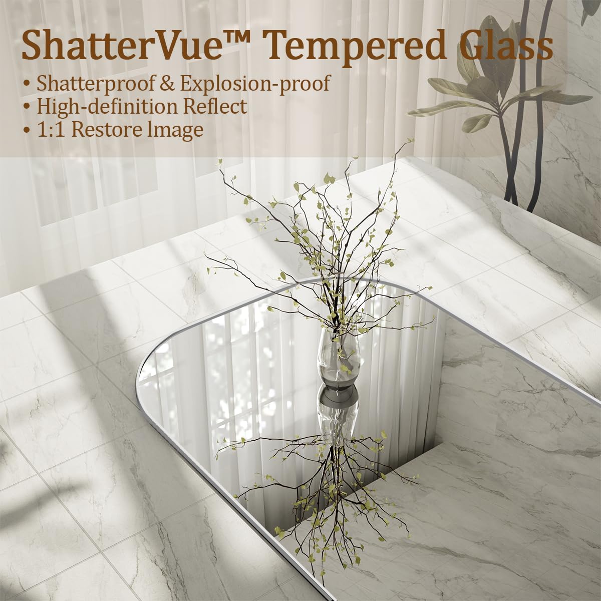 Koonmi Full Length Mirror, 71"x26" Mirror Full Length with Stand, Silver Domed Top Square-Edged Floor Mirror with Aluminum Alloy Frame for Bedroom Living Room - Image 3