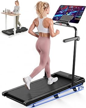Superun Raceable 6% Incline Walking Pad, 6/12km/h Foldable Treadmill | Under Desk Treadmill for Smart Devices with App Control, Training Courses, Max 136KG, UK Stock Fast Door to Door Delivery