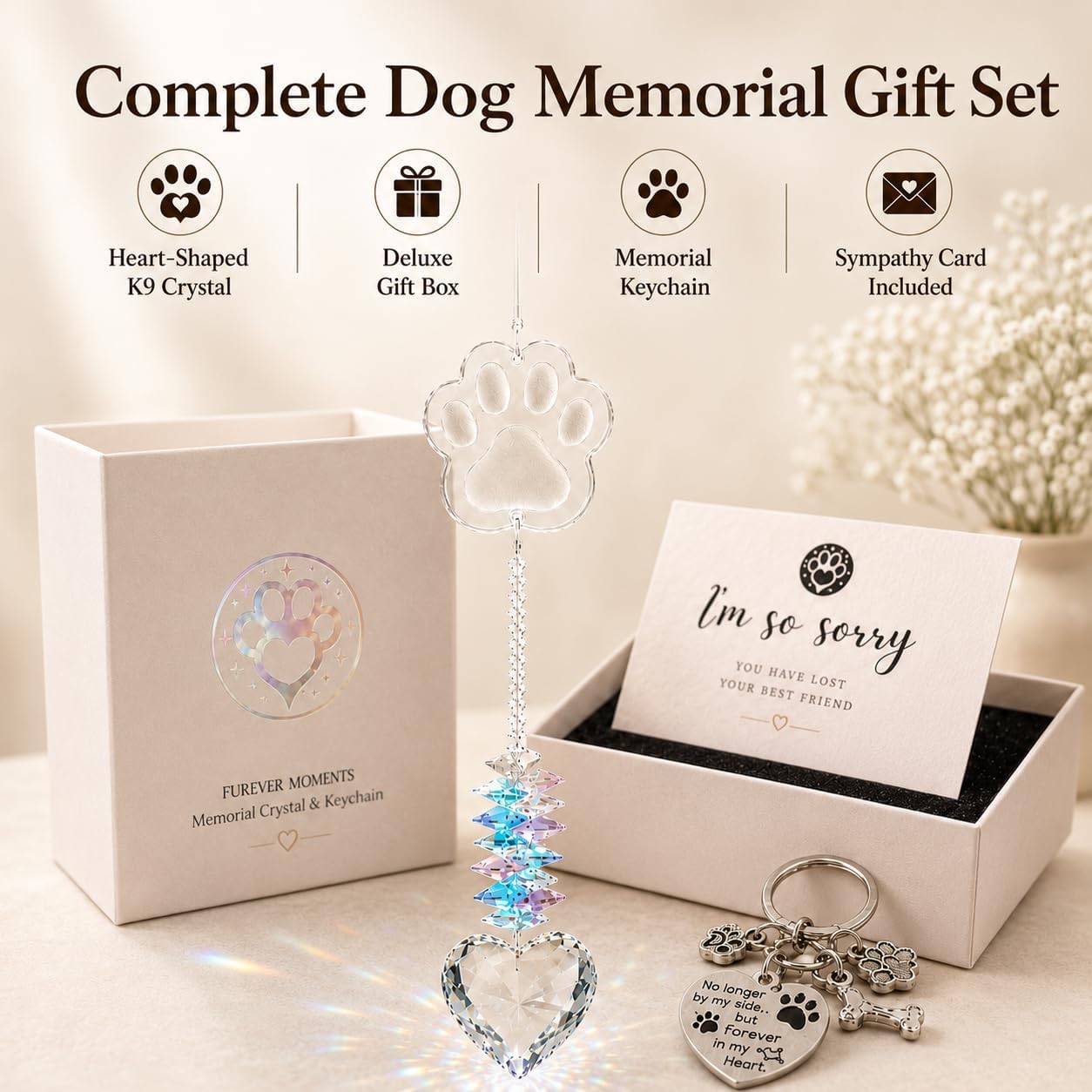 Dog Memorial Gifts for Loss of Dog | Suncatcher & Keychain| Loss of Dog Sympathy Gift, Pet Memorial Gifts for Dogs, Dog Passing Away Gifts, Dog Remembrance Gift, Dog Loss Sympathy Gift, Pet Loss Gifts